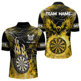 Maxcorners Yellow Dart Board Fire Flame Custom Eagle Dart Shirts For Men, Thunder Lightning Dart Team Jerseys 