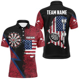 Maxcorners Retro American Flag Mens Darts Polo Shirt Custom Patriotic Darts Shirt For Men Dart Jerseys