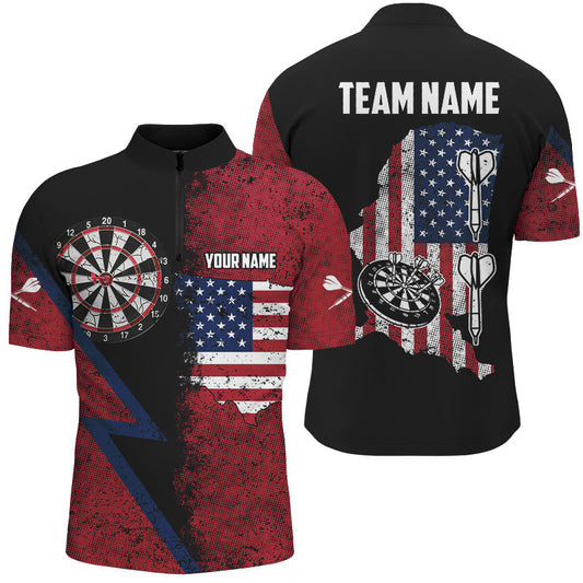 Maxcorners Red Retro American Flag Darts Jersey Multicolor Option Customized Name, Team Name 3D Shirt