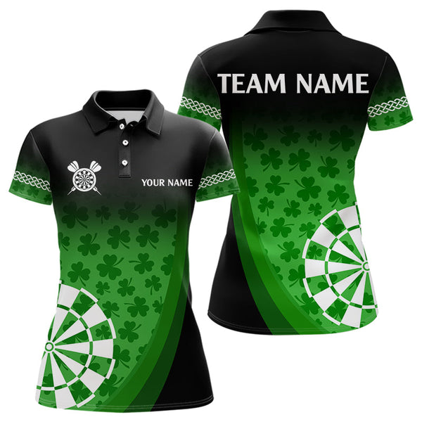 Maxcorners Black And Green Clovers Luckiest Shamrock Dart Shirts For Men Custom St Patrick Day Dart Jerseys