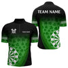 Maxcorners Black And Green Clovers Luckiest Shamrock Dart Shirts For Men Custom St Patrick Day Dart Jerseys