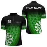 Maxcorners Black And Green Clovers Luckiest Shamrock Dart Shirts For Men Custom St Patrick Day Dart Jerseys