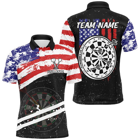 MaxCorners Dart Retro Grunge Multi-Color Customized Name And Team Name 3D Polo Shirt For Men