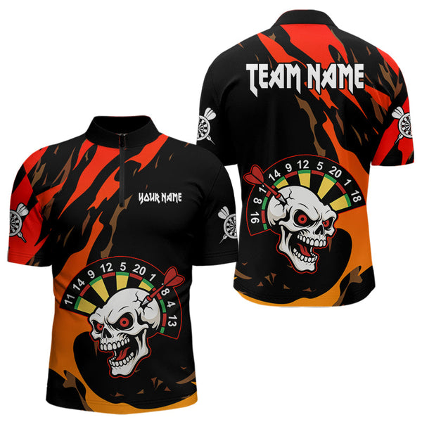 Maxcorners Funny Skull Dart Shirts For Men Custom Dart Team Jersey, Best Darts Outfit LM1625