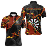 Maxcorners Custom Black And Orange Tribal Flame Dart Shirts For Men, Darts Team Jerseys Polo & Quarter Zip TU0107