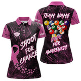 Maxcorners Shoot For Change Breast Cancer Awareness Billiard Shirt For Men Custom Pink Ribbon Billiard Jersey LM2707