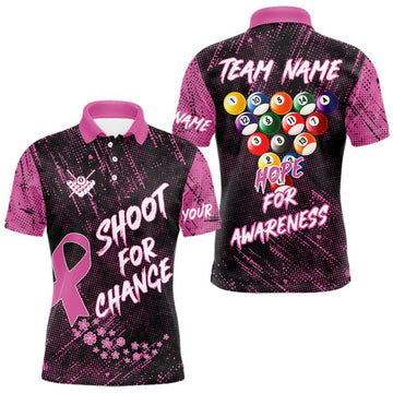 Maxcorners Shoot For Change Breast Cancer Awareness Billiard Shirt For Men Custom Pink Ribbon Billiard Jersey LM2707