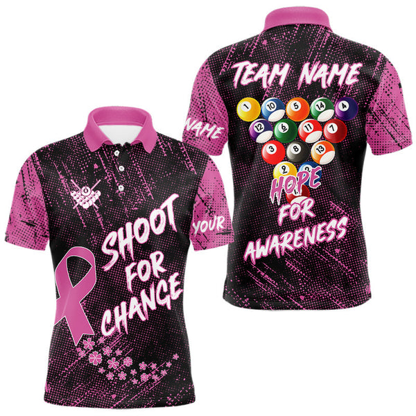 Maxcorners Shoot For Change Breast Cancer Awareness Billiard Shirt For Men Custom Pink Ribbon Billiard Jersey LM2707