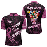 Maxcorners Shoot For Change Breast Cancer Awareness Billiard Shirt For Men Custom Pink Ribbon Billiard Jersey LM2707