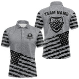 Maxcorners Personalized Grey US Flag 8 Ball Billiard Shirt For Men Custom Patriotic Billiard Pool Jerseys TU3009