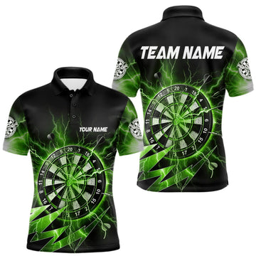 Maxcorners Personalized Green Dartboard Thunder Storm Lightning Darts Shirts For Men Custom Darts Team Jersey LM2709