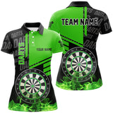 Maxcorners Black And Green Fire Darts Shirts For Women Custom Darts League Team Jerseys Darts Polo & 1/4 Zip