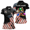 Maxcorners Personalized Retro Grunge American Flag Men Billiard Shirts Custom 3D Pool Ball Billiard Jerseys