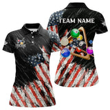 Maxcorners Personalized Retro Grunge American Flag Men Billiard Shirts Custom 3D Pool Ball Billiard Jerseys