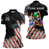 Maxcorners Personalized Retro Grunge American Flag Men Billiard Shirts Custom 3D Pool Ball Billiard Jerseys