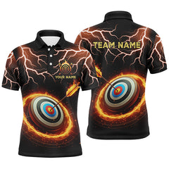 Maxcorners Personalized Fire Archery Target Thunder Lightning Custom Men Archery Polo Shirts, Archery Jerseys