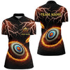 Maxcorners Personalized Fire Archery Target Thunder Lightning Custom Men Archery Polo Shirts, Archery Jerseys
