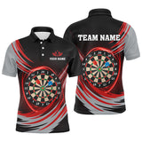 Personalized Black Red Lighting Dart Board 3D Men Darts Polo Shirts