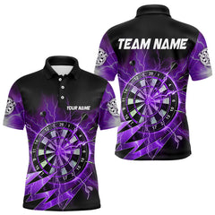 Maxcorners Personalized Purple Dartboard Thunder Storm Lighting Dart Shirts For Men Custom Team Dart Jerseys