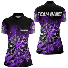 Maxcorners Personalized Purple Dartboard Thunder Storm Lighting Dart Shirts For Men Custom Team Dart Jerseys
