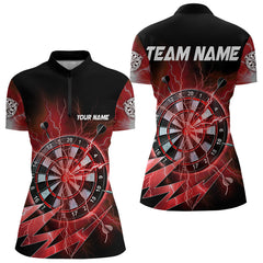 Maxcorners Personalized Red Dartboard Thunder Storm Lighting Dart Shirts For Men Custom Team Dart Jerseys