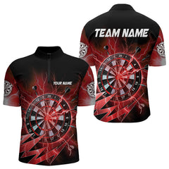 Maxcorners Personalized Red Dartboard Thunder Storm Lighting Dart Shirts For Men Custom Team Dart Jerseys