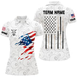 Maxcorners Personalized American Flag White Billiard Men Shirts Custom Patriotic Billiard Jerseys LM054