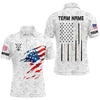 Maxcorners Personalized American Flag White Billiard Men Shirts Custom Patriotic Billiard Jerseys LM054