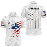 Maxcorners Personalized American Flag White Billiard Men Shirts Custom Patriotic Billiard Jerseys LM054
