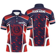 Maxcorners Billiard 8 Ball 3D Red Polo Shirts Funny Pool Team Names Jerseys