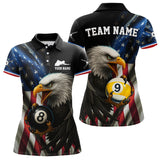 Maxcorners American Flag Eagle 8 Ball & 9 Ball Billiard Shirt For Men Custom Patriotic Billiard Jersey LM2707