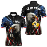Maxcorners American Flag Eagle 8 Ball & 9 Ball Billiard Shirt For Men Custom Patriotic Billiard Jersey LM2707