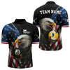 Maxcorners American Flag Eagle 8 Ball & 9 Ball Billiard Shirt For Men Custom Patriotic Billiard Jersey LM2707