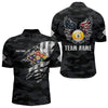Maxcorners Personalized Camouflage US Flag Billiard Shirt For Men, Funny Patriotic 9 Ball Wings Pool Jersey LM2707
