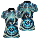 Maxcorners Personalized Thunder Lightning Dragon Billiard Shirt For Men, Blue 8 Ball Pool Team Jersey LM2707