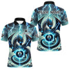 Maxcorners Personalized Thunder Lightning Dragon Billiard Shirt For Men, Blue 8 Ball Pool Team Jersey LM2707