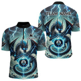 Maxcorners Personalized Thunder Lightning Dragon Billiard Shirt For Men, Blue 8 Ball Pool Team Jersey LM2707