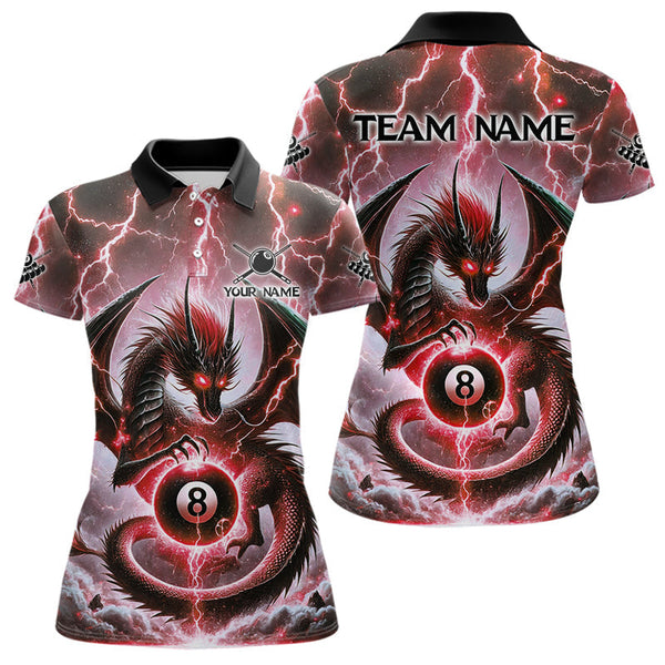 Maxcorners Personalized Thunder Lightning Dragon Billiard Shirt For Men, Red 8 Ball Pool Team Jersey LM2707