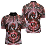 Maxcorners Personalized Thunder Lightning Dragon Billiard Shirt For Men, Red 8 Ball Pool Team Jersey LM2707