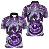 Maxcorners Personalized Purple Thunder Lightning Dragon Billiard Shirt For Men, Best 8 Ball Pool Team Jersey LM2707