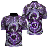 Maxcorners Personalized Purple Thunder Lightning Dragon Billiard Shirt For Men, Best 8 Ball Pool Team Jersey LM2707