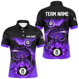 Maxcorners Purrple Death Skeleton Flame 8 Ball Pool Billiard Shirts Custom Billiard League Team Jerseys