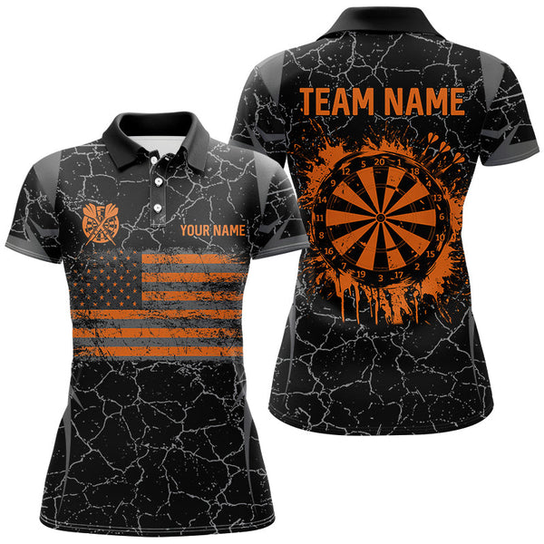 Maxcorners Orange Retro Us Flag Patriotic Darts Jersey Customized Name, Team Anme 3D Shirt