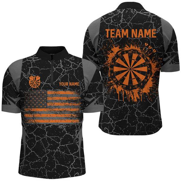 Maxcorners Orange Retro Us Flag Patriotic Darts Jersey Customized Name, Team Anme 3D Shirt