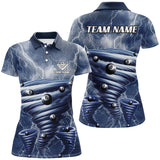 Maxcorners Blue Thunder Lightning Custom Storm Billiard Shirts For Women, 8 Ball Billiard Pool Team Jerseys