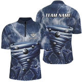 Maxcorners Blue Thunder Lightning Custom Storm Billiard Shirts For Men, 8 Ball Billiard Pool Team Jerseys