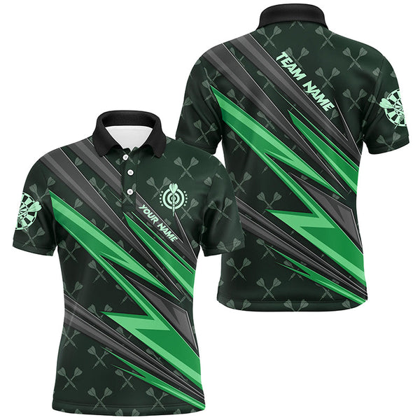 Maxcorners Personalized Green Dart Jerseys Men Dart Polo & Quarter Zip Shirt Custom Team League Dart Shirt