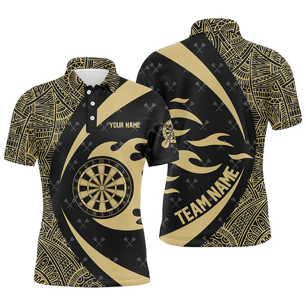 Personalized Yellow And Black Tribal Pattern Darts Men Polo Shirts