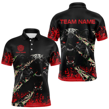 Maxcorners Grunge Black And Red Panther Dart Shirt For Men Custom Dart Jersey Team Polo & Quarter Zip LM1203