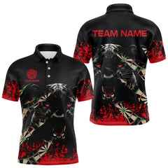 Maxcorners Grunge Black And Red Panther Dart Shirt For Men Custom Dart Jersey Team Polo & Quarter Zip TU2807